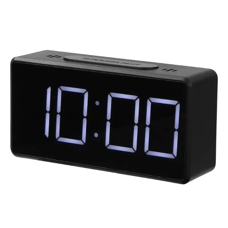Светодиодный цифровой будильник с термометром для голосового управления, настольные часы повтора, переключение по Цельсию и по Фаренгейту - Цвет: Black