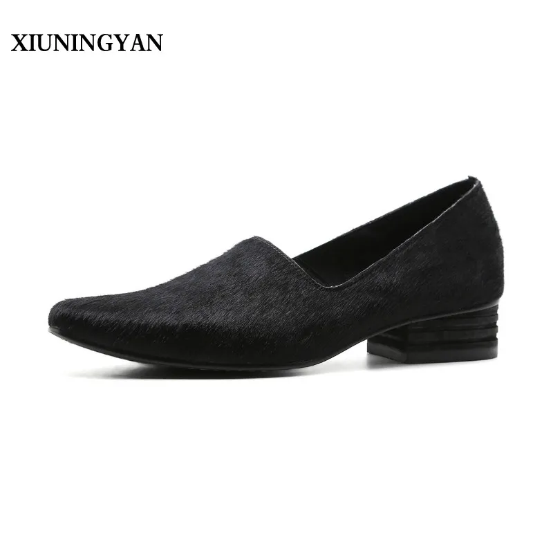 

XIUNINGYAN Woman Flats Handmade Horsehair SheepSkin Women Loafers Brand Fashion Elegant Pointed Toe Ladies Casual Oxfords Shoes