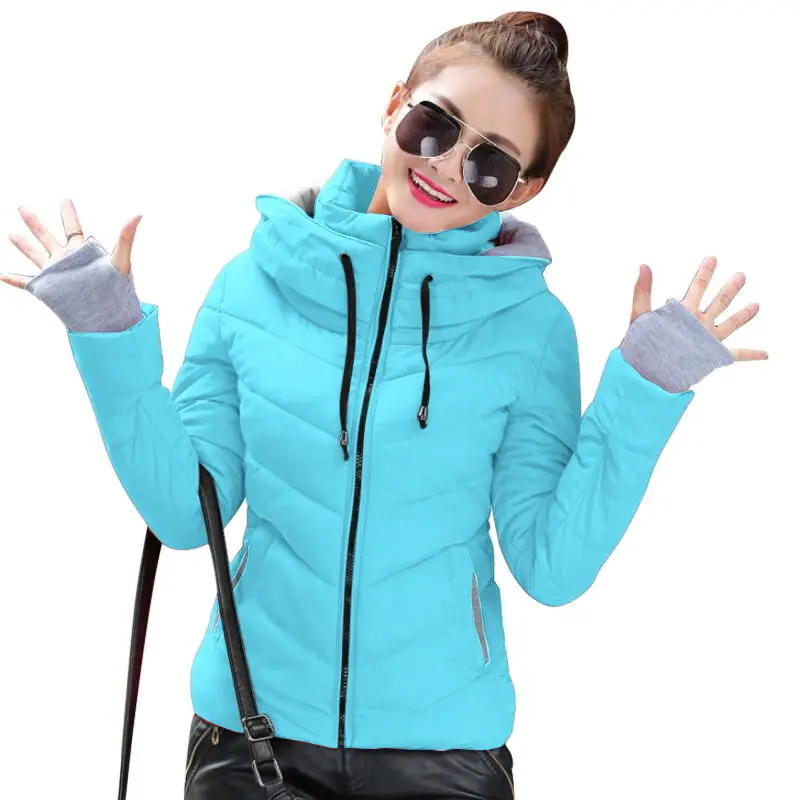 

Womens Winter Jackets And Coats 2019 Parkas For Women 4 Colors Wadded Jackets Warm Outwear With a Hood Autumn Female Jacket