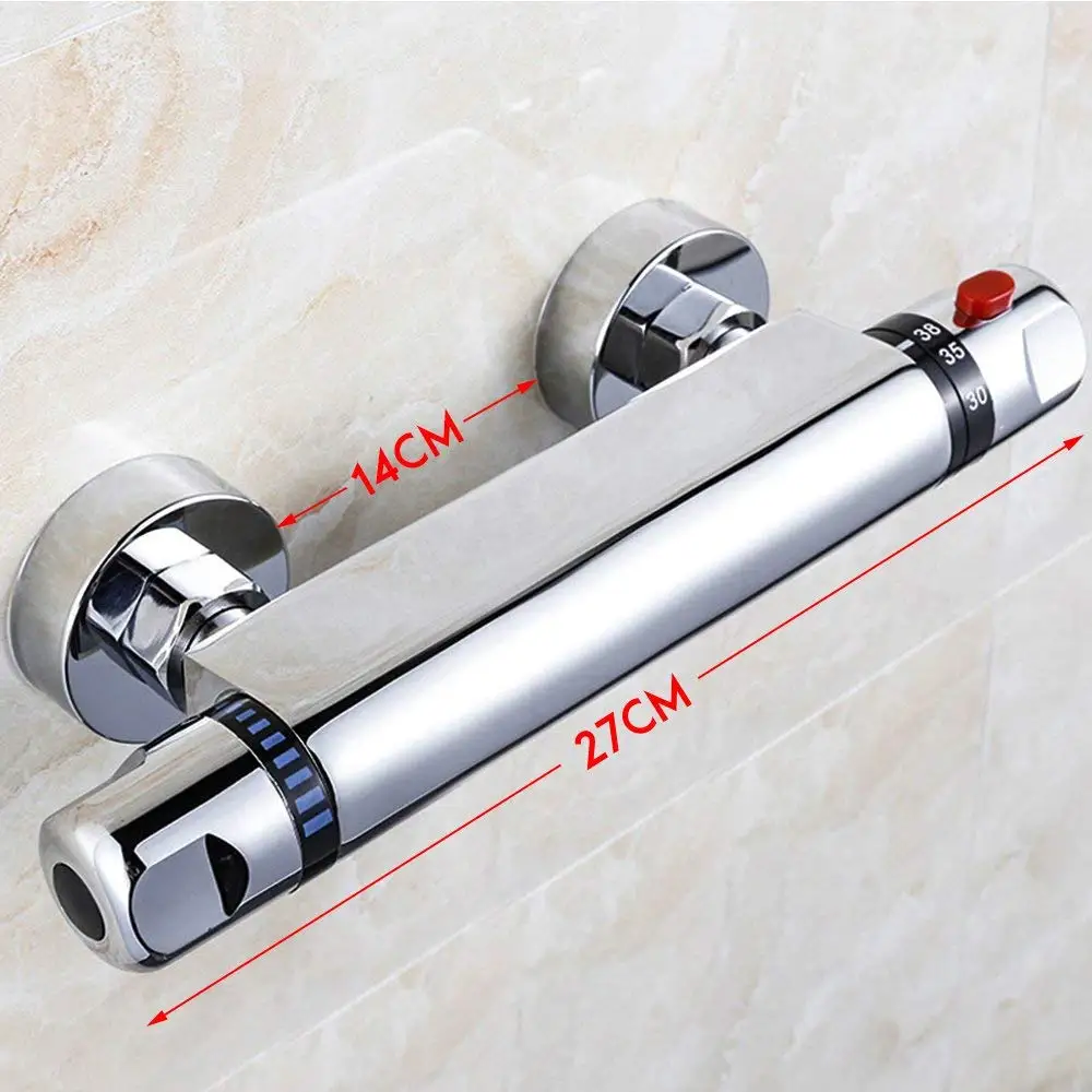 

Chrome Shower Faucet Thermostatic Bar Shower Mixer Valve Anti Scald Tap Bathing Fixtures Watering Head