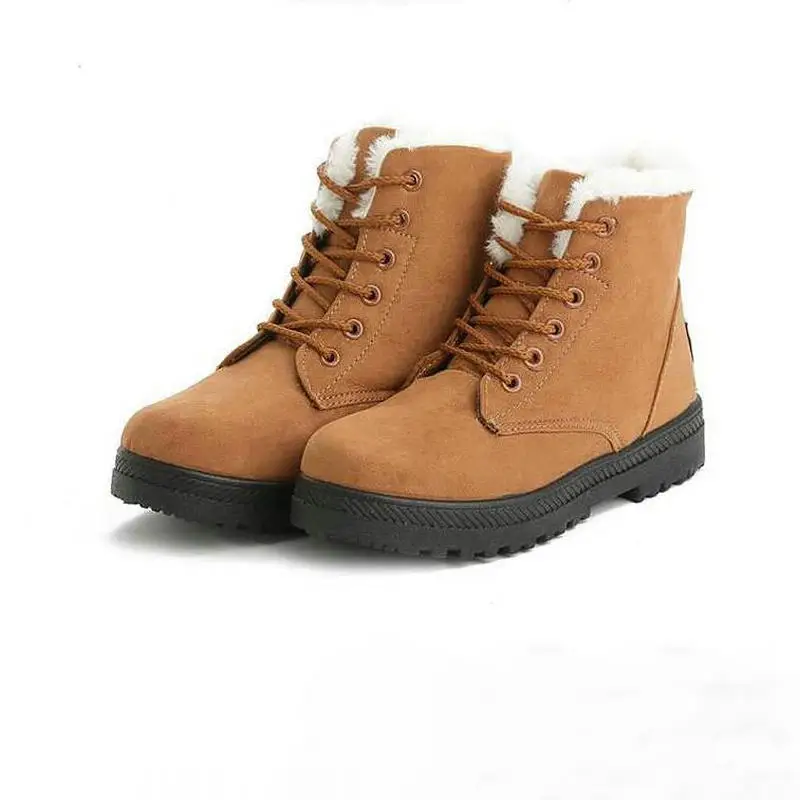 Коричневые зимние ботинки модная теплая зимняя обувь из флока для бега Новое