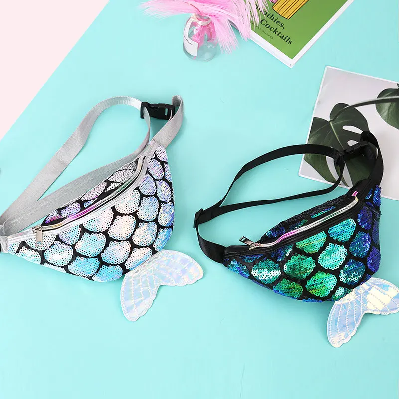

Women Waist Bags Belt Bag Sequins Mermaid Waist Pouch Fanny Packs Bum Bag 2019 New