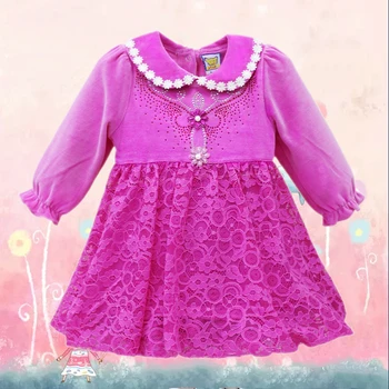 

Long Sleeve Girls Dresses velour baby clothes Cotton Lace petticoat Knee-Length Infant Flower Cute Dress 2018 New Arrival jurk