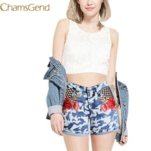 Новые тонкие женские джинсовые винтажные шорты с низкой талией Цветочные Джинсы с отворотами шорты Уличная одежда сексуальные шорты для лета#0612