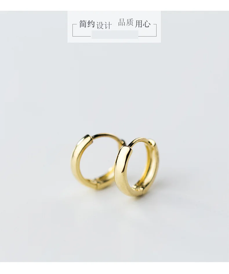 XIHA 100% Real 925 Sterling Silver Earrings for Women Simple Gold Color Round Small Hoop Earring Huggies Minimalist Jewelry (1)