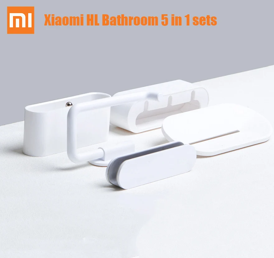 

Original Xiaomi HL 5 in1 sets for Soapbox Tooth Hook Storage Box Phone Holder Toilet Roll Holder for Bathroom Samrt Home Kit