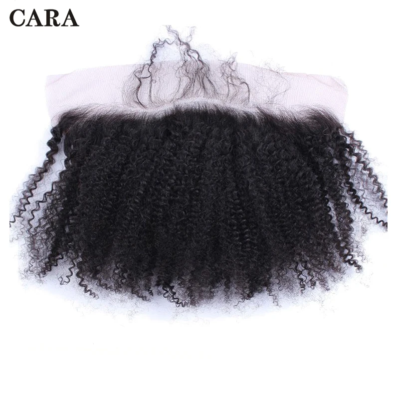 

Afro Kinky Curly Silk Base Lace Frontal Closure 100% Human Hair 13x4 Brazilian Lace Frontal Free Part Bleached Knots Remy CARA