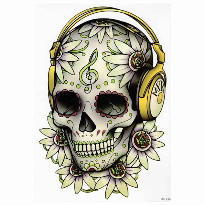 SUGAR SKULL TEMPORARY TATTOO, CANDY 