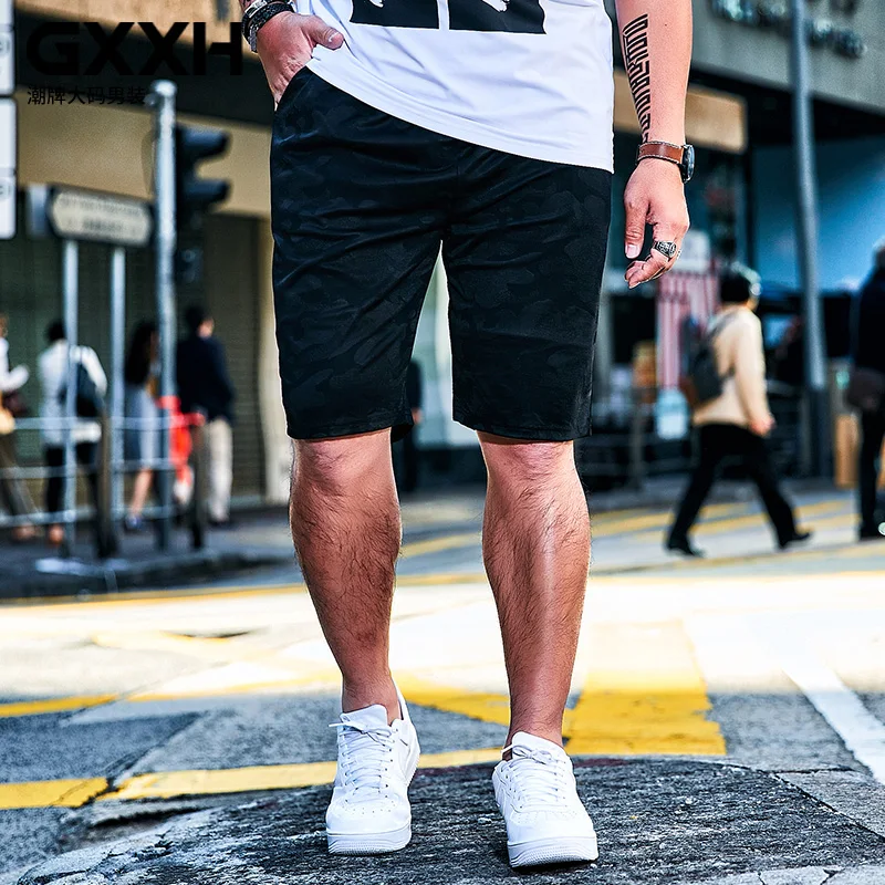 2018 Summer GXXH Big Size Casual Men's Knee Length Shorts Loose Men's