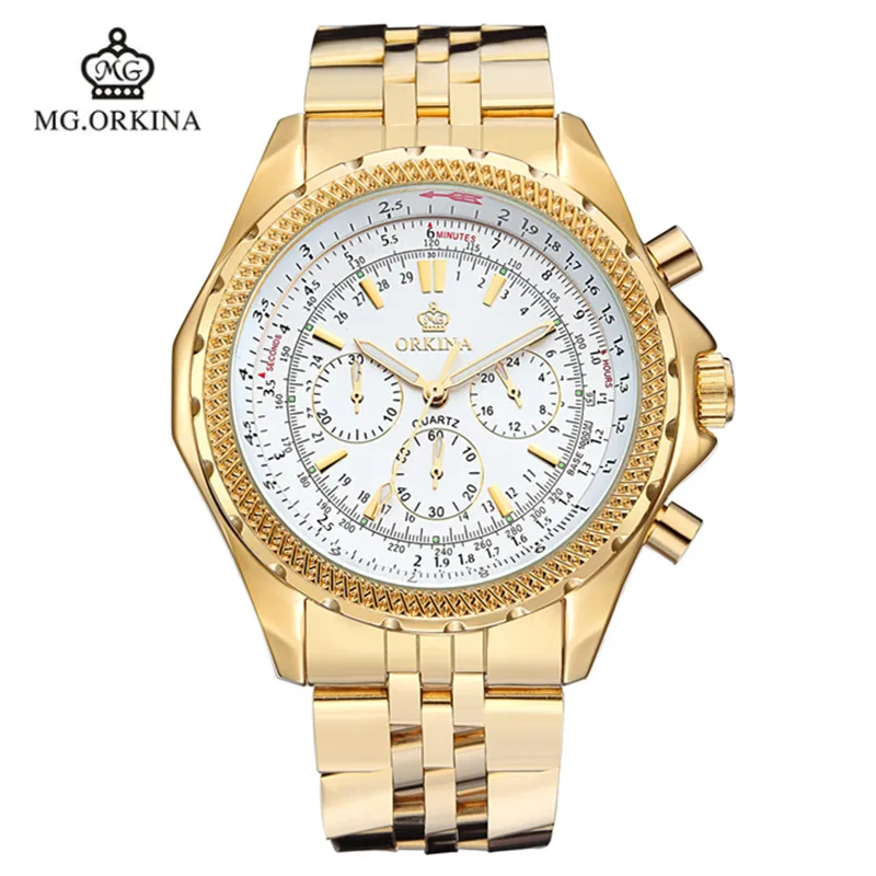 2016 New Reloj Watches Hardlex Man Watch Orkina Golden Waterproof Fashion Strap Men Brand Quartz 3