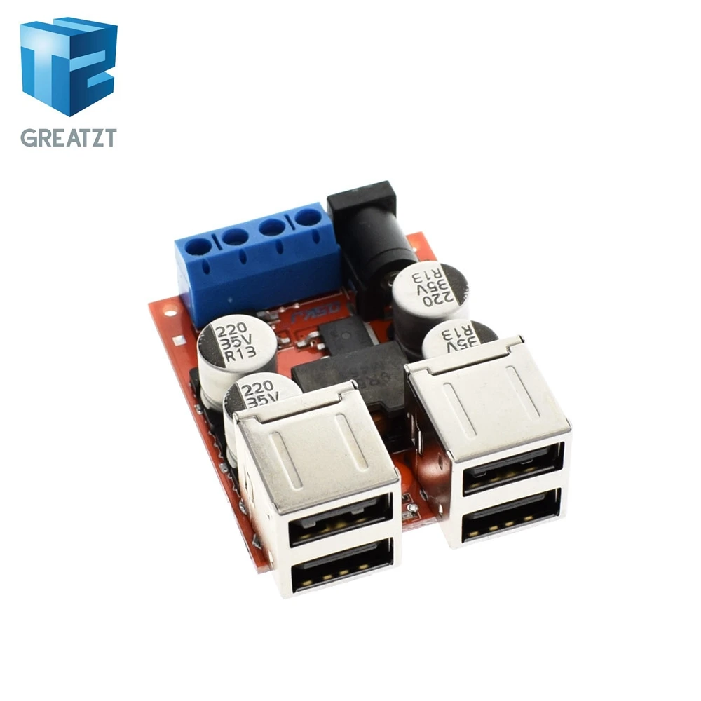 

GREATZT DC-DC vehicle charging module 8V-35V 5V 8A power supply depressurization module 4 port USB output mobile charger