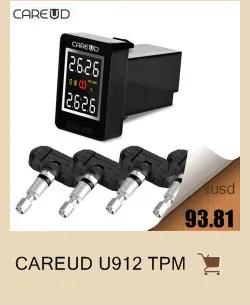 CAREUD U912 TPMS Авто беспроводная система контроля давления в шинах с 4 датчиками ЖК-дисплей Встроенный монитор для Toyota