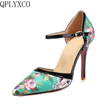 

QPLYXCO Small and Big Size 31-47 shoes Woman Pointed Toe Pumps High Heels Sandals Party Wedding fashion Footwear Women shoes k-1