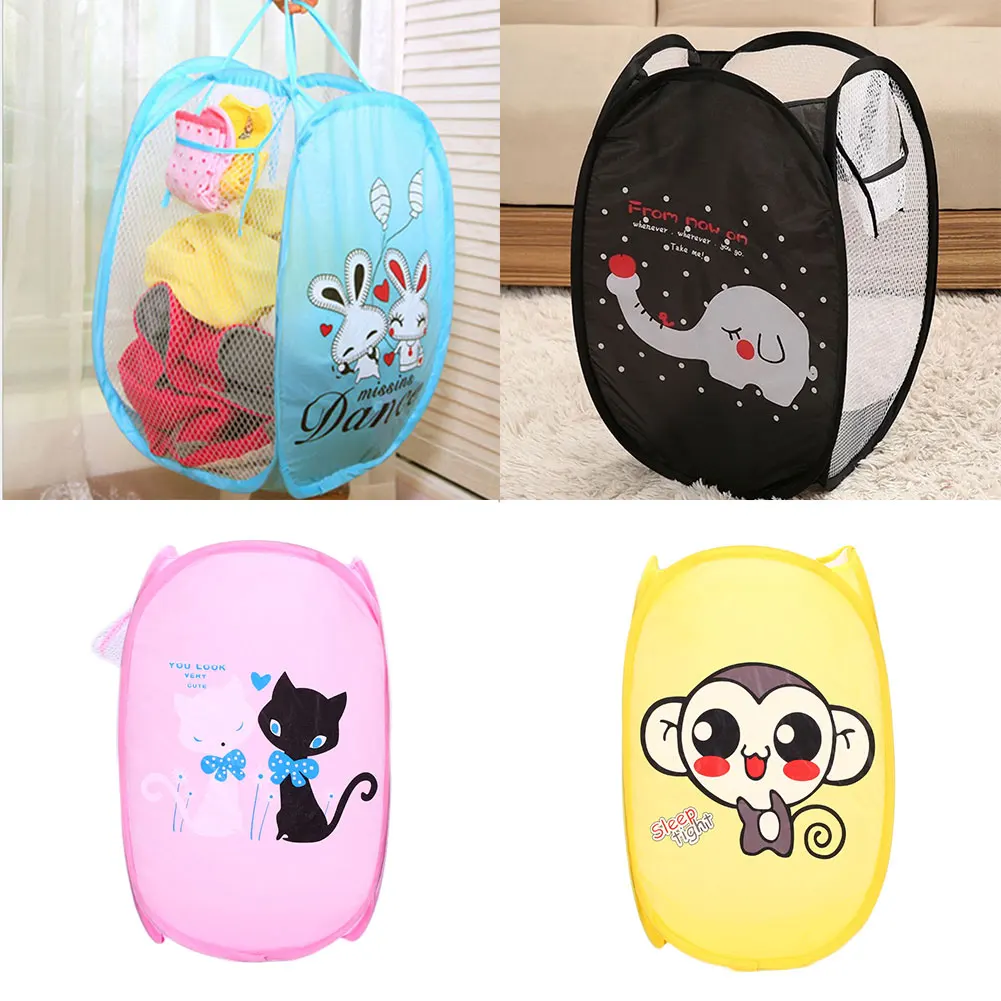 

Dirt-Clothes Net Case Mesh Kids Toy Storage Basket Container Aid Hamper 30X30X48cm Cartoon bag