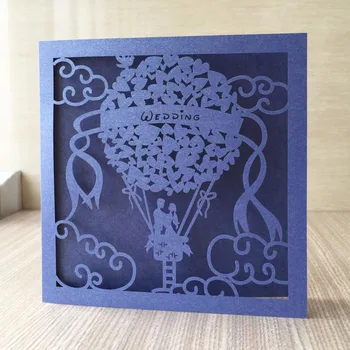 

BLue Wedding Invitation Card Romantic Cards 12Pcs/pack Envelope Delicate Carved Pattern Wedding Invitations Party Decorations