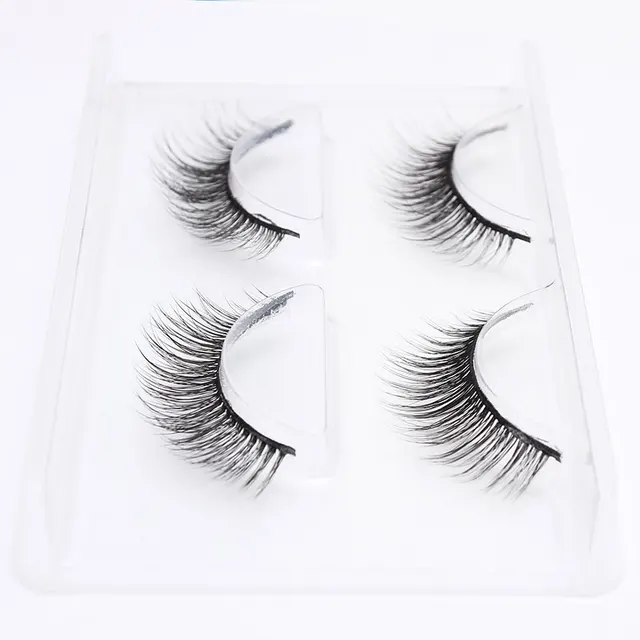 LEHUAMAO 2 Pairs 3D Mink Lashes Natural Long False Eyelashes Dramatic Volume Fake Lashes Makeup Eyelash Extension Silk Eyelashes 752