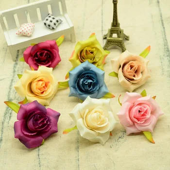 10pcs Silk roses for Christmas home decoration wedding party scrapbook Fake plastic Flower diy Garlands a cap artificial flowers