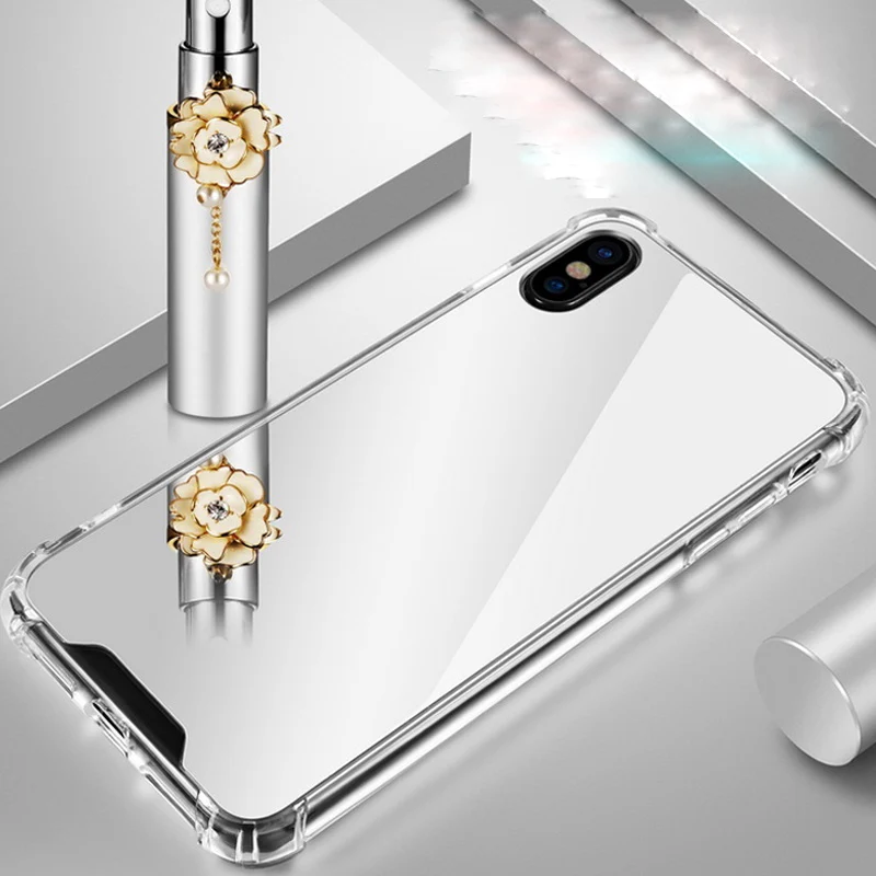 

Drop Resistance Phone Case For iPhone XS Max XR XS X Mirror Acrylic Hard Back Airbag Anti-knock Cover For iPhone 7 8 6 6S Plus