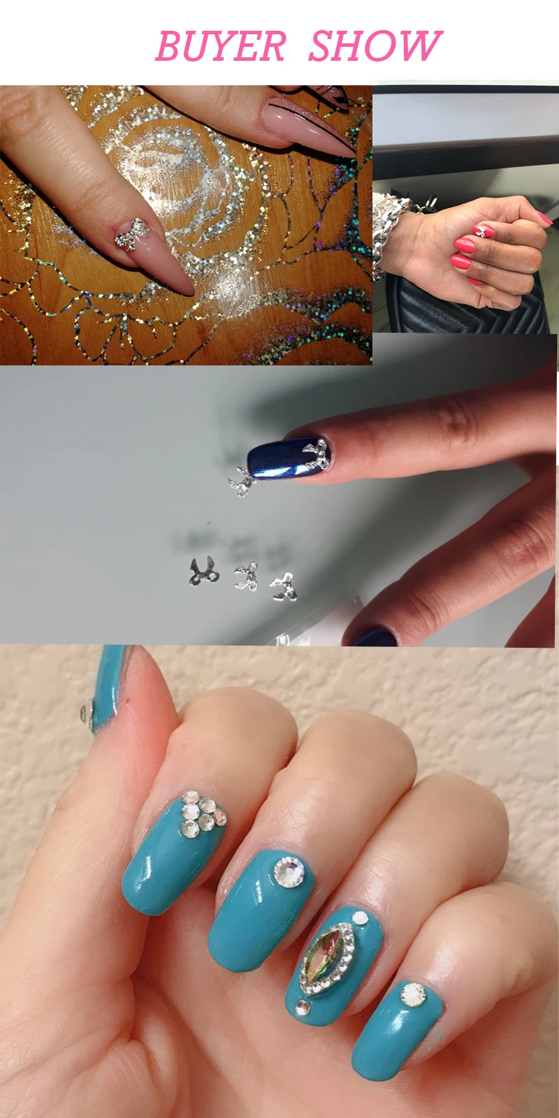 LEAMX 10 шт. прямая кольцепрядильная машина блестки стразы для дизайна ногтей украшения серебряные полые Блестки для ногтей DIY наклейки для ногтей L503