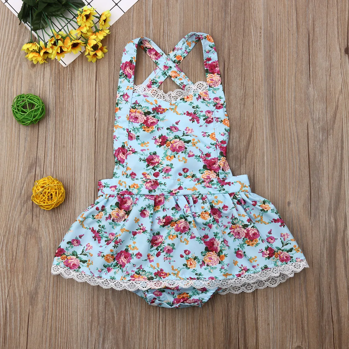 Boho Summer Infant для маленьких девочек цветочное Боди без рукавов ремень рюшами кружевное платье-пачка сарафан для маленьких девочек с открытой спиной хлопка Комбинезоны 0-24 M