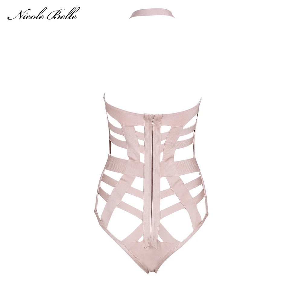 2017-New-summer-Women-Bandage-Bodysuits-sexy-nude-Bodycon-beachwear-hollow-out-halter-solid-Apricot-playsuit (2)