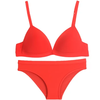 

Red underwear suits French female year of fate no trace no steel ring bra