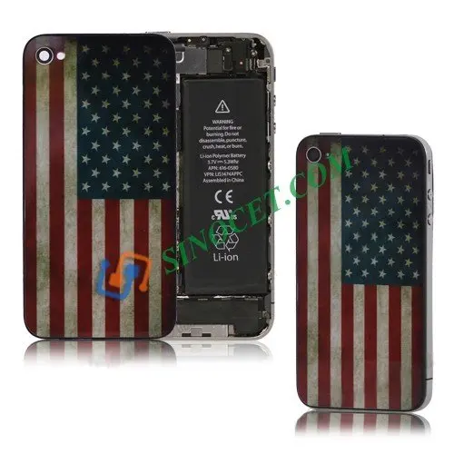 Wholesale Mobile Phone Retro American Flag Glass Back Cover House for