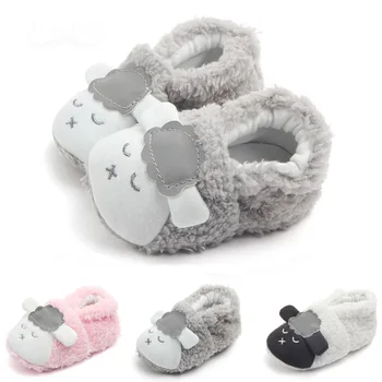 

Cartoon sheep Toddler Baby First Walker Winter Plush Warm Boy Girl Shoes Infant Baby Bedding Crib Newborn Shoes Slipper