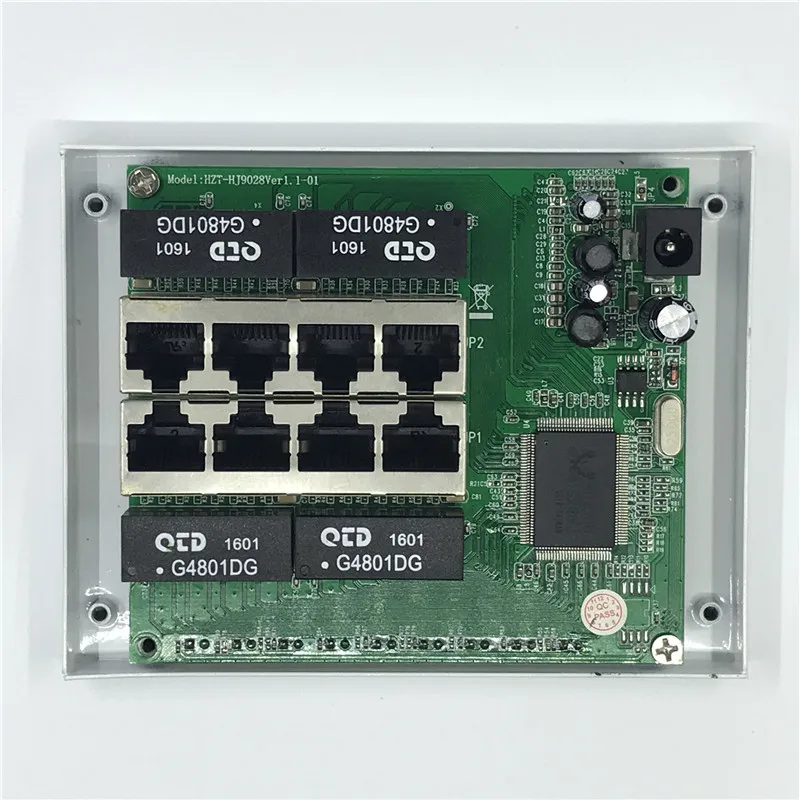 OEM PBC 8 портов Gigabit Ethernet коммутатор 8 портов с 8 pin-разъемом 10/100/1000 м концентратор 8way штекер питания печатная плата OEM schroef gat