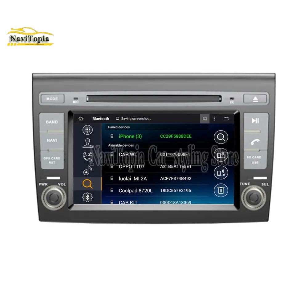 Discount NAVITOPIA 7inch 4G RAM 64G ROM PX6 Six Core Android 9.0 Car DVD Player GPS Navigation for Fiat Bravo 2007 2008 2009 2010- 4