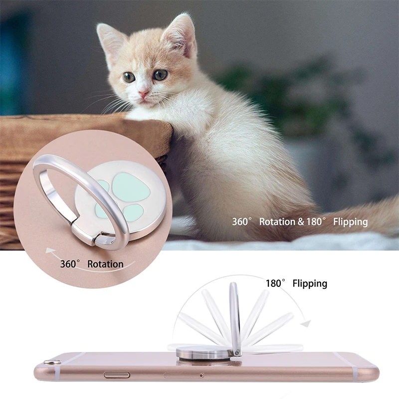 Cell Phone Finger Ring Holder Animal Footprint Phone Grip Kickstand for iPhone Samsung for iPad Fit for Magnetic Car Mount Stand