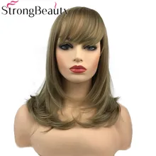 Сильная красота женские парики натуральный длинный прямой синтетический парик из волос