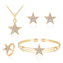 

4 Pcs Exquisite Star Design Alloy Pendant Necklaces Golden Fashion Jewelry Wedding Accessories Pentagram Chokers Necklaces A509