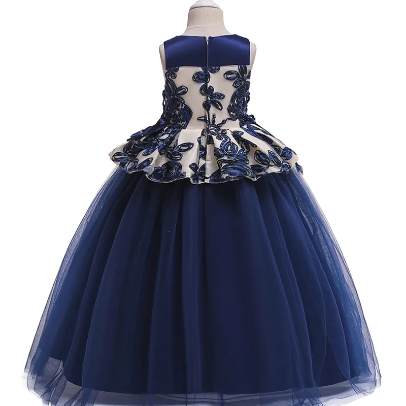 Свадебное платье с цветочным узором для девочек от 3 до 14 лет элегантные вечерние платья принцессы, элегантное красивое платье для первого причастия кружевное длинное платье из тюля