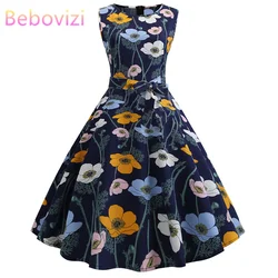 Bebovizi 2019 Verano Moda Mujer Vendaje sin Mangas Vestido Estampado de Flores Más Tamaño Vintage Casual Oficina Elegante Vestidos Sexy Bebovizi 2019 Verano Moda Mujer Vendaje sin Mangas Vestido Estampado de Flores Más Tamaño Vintage Casual Oficina Elegante Vestidos Sexy