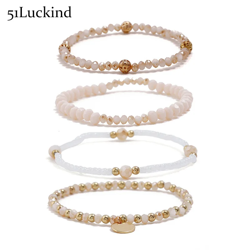 

Boho 4 Pcs/Set Small Beads Bracelet Fashion Handmade Bohemia Braslet For Women Girls Hand Wristband Jewelry Bijoux Femme