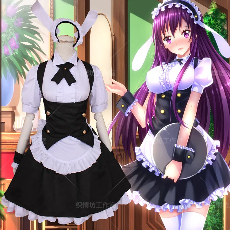 Горячая Аниме Gochuumon wa Usagi Desuka? Костюм горничной для косплея Kirima Syaro Tedeza Rize cos; милый костюм горничной из мультфильма