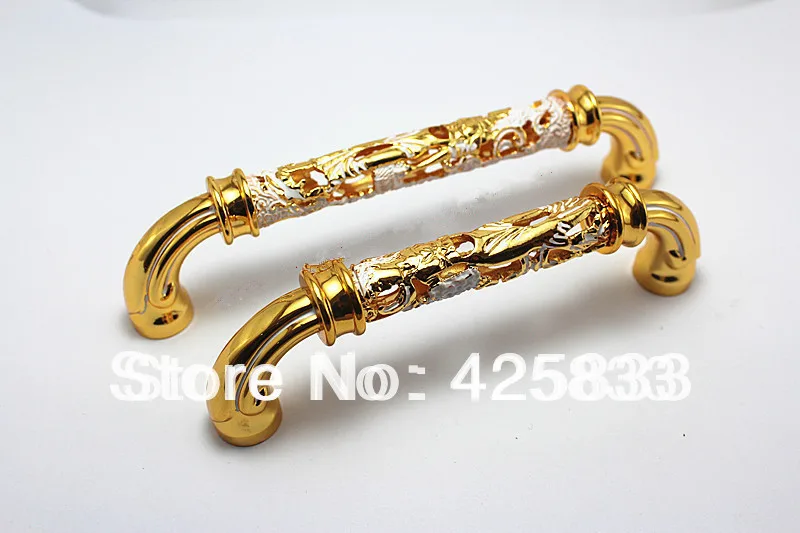 2pcs 128mm Golden Classical Luxury Gold Plating Door Handles Palace
