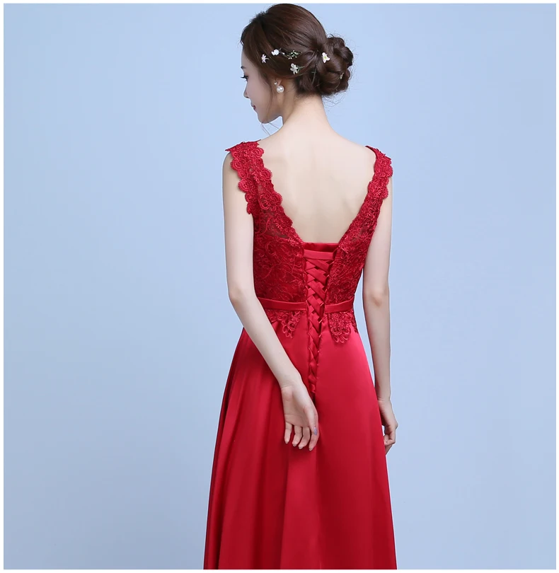 Элегантные королевские синие/винно-Красные кружевные атласные длинные платья для свадебной вечеринки летние Выпускные вечерние платья тонкие макси платья больших размеров