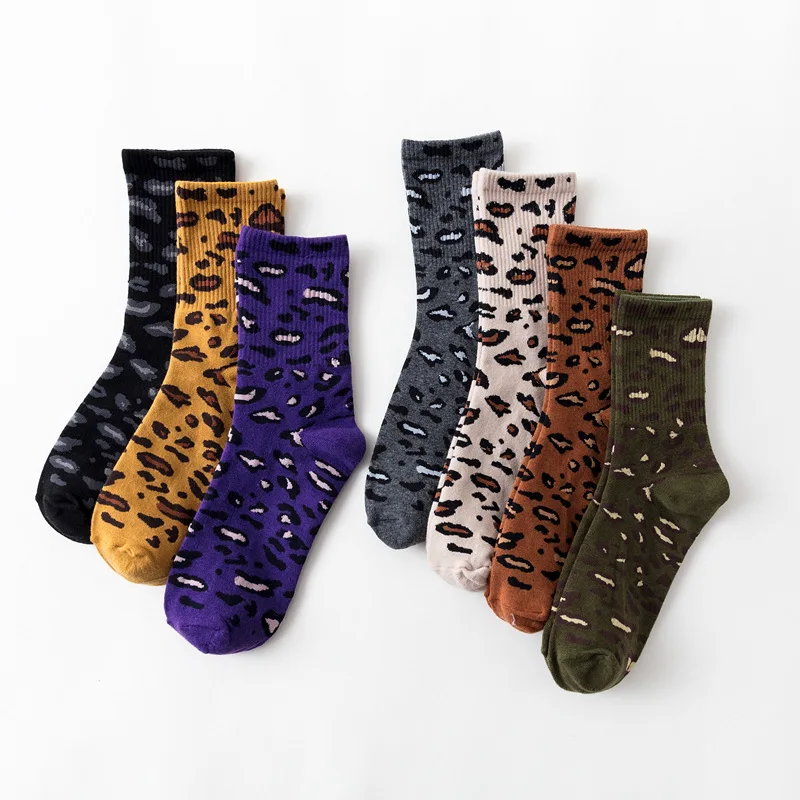 Retro Fashion Women Leopard Socks Girls Cotton Socks Spots Personality Funny Socks Streetwear calcetines mujer meias Multi Color