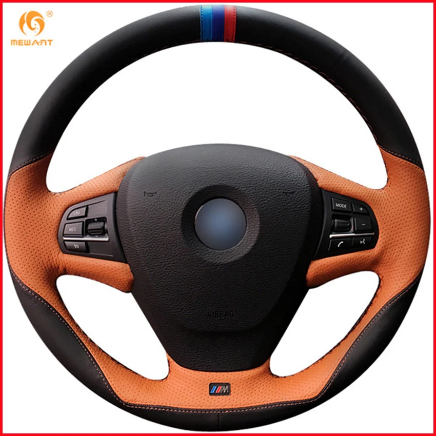 MEWANT черный кожаный оранжевый чехол рулевого колеса автомобиля для BMW F25 X3 2011 2017 F15