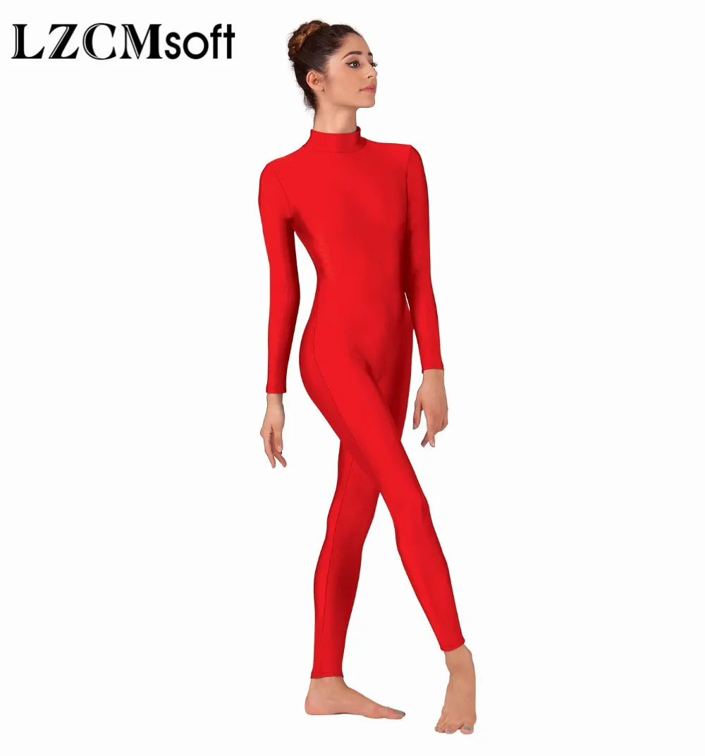 

LZCMsoft Women Full Body Mock Neck Long Sleeve Ballet Unitards Bodysuit Adult Lycra Spandex Dance Suit Show Costumes