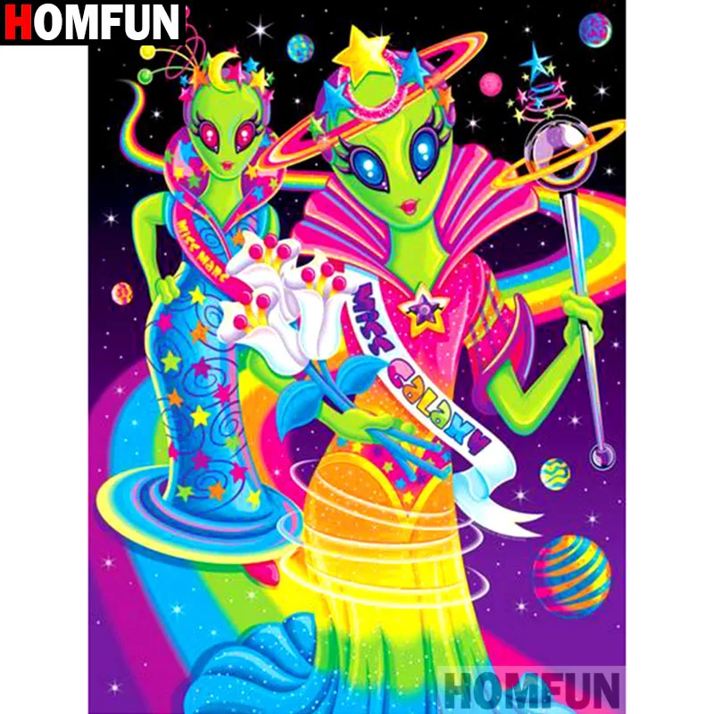 

HOMFUN Full Square/Round Drill 5D DIY Diamond Painting "Cartoon Alien" Embroidery Cross Stitch 5D Home Decor Gift A14776