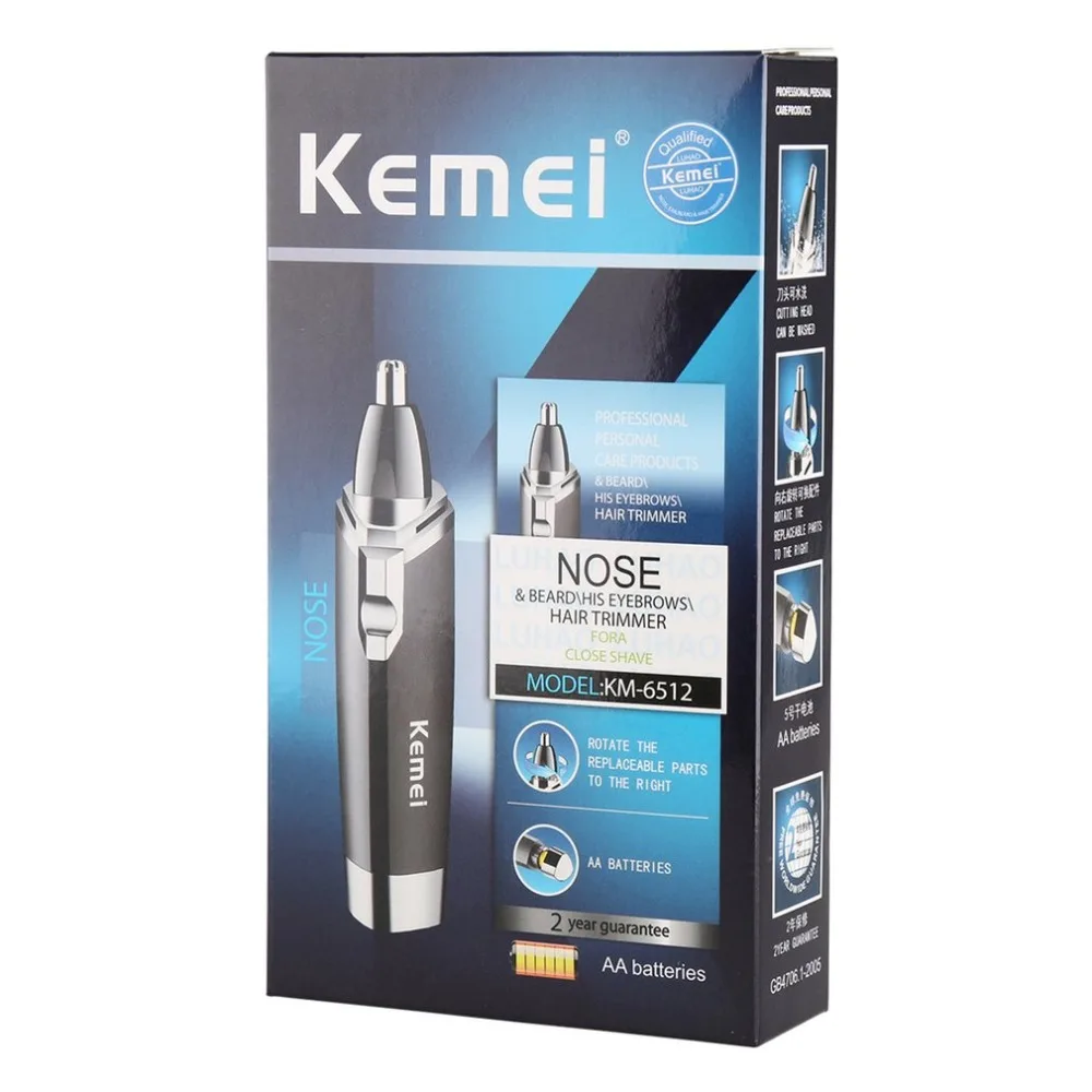 KM-6512, электрический триммер для носа, триммер для удаления волос в носу, безопасный уход за лицом, бритва-очиститель, портативная Бритва для путешествий