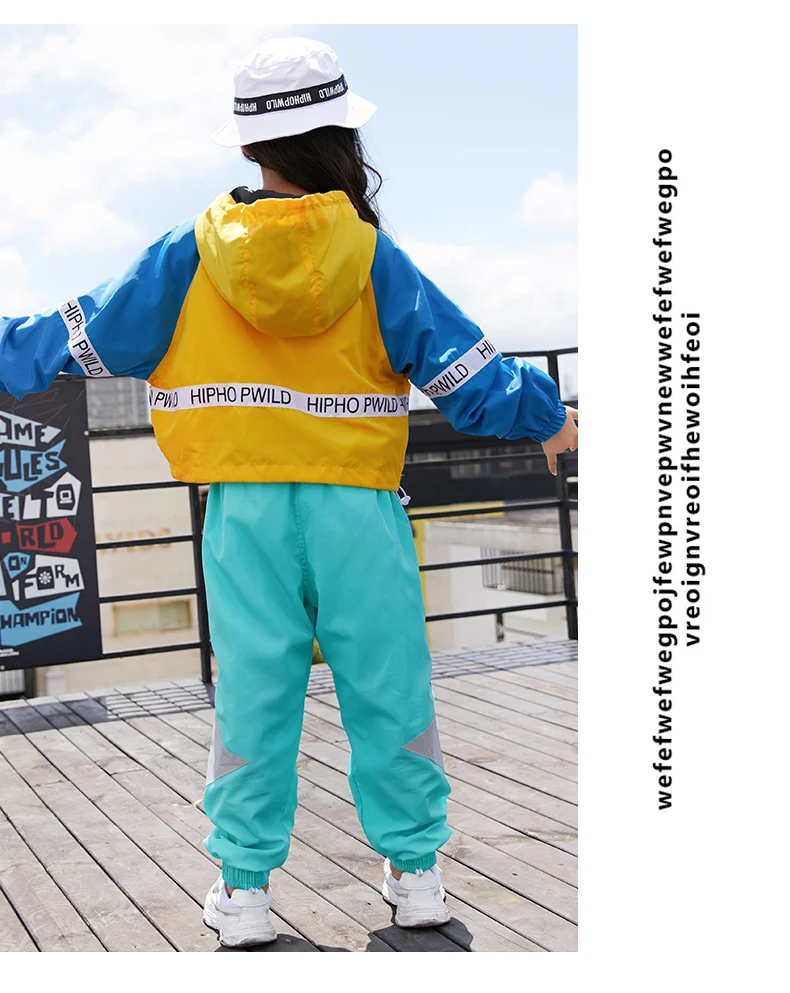 Танцевальные костюмы в стиле хип-хоп; разноцветное пальто для девочек; брюки; детская одежда для уличных танцев; одежда для джазовых танцев для мальчиков; детская одежда для сцены; DN2610