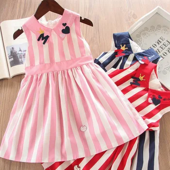 

Roimyal Wholesale 2019 spring and summer models 3 color crown letters love pattern dress striped lapel vest dress free shipping