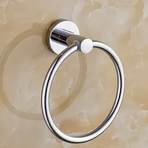 Набор аксессуаров для ванной из нержавеющей стали, крючок для халата, держатель для бумаги, вешалка для полотенец, кольцо для полотенец, наборы для ванной комнаты, хромированные HT-810900-T - Цвет: towel ring