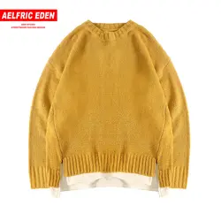Aelfric Eden лоскутный вязаный пуловер свитера для мужчин 2019 Harajuku уличная осенне-зимняя мода однотонный Повседневный свитер верхняя одежда
