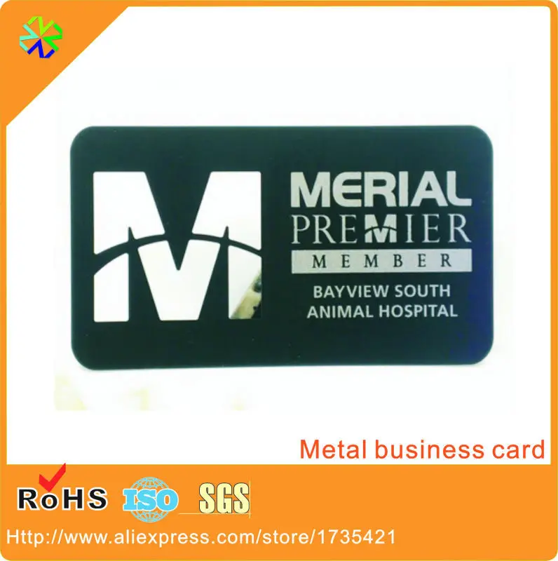 

logo die cutting through words engraving stainless steel material 80*50mm black name card metal