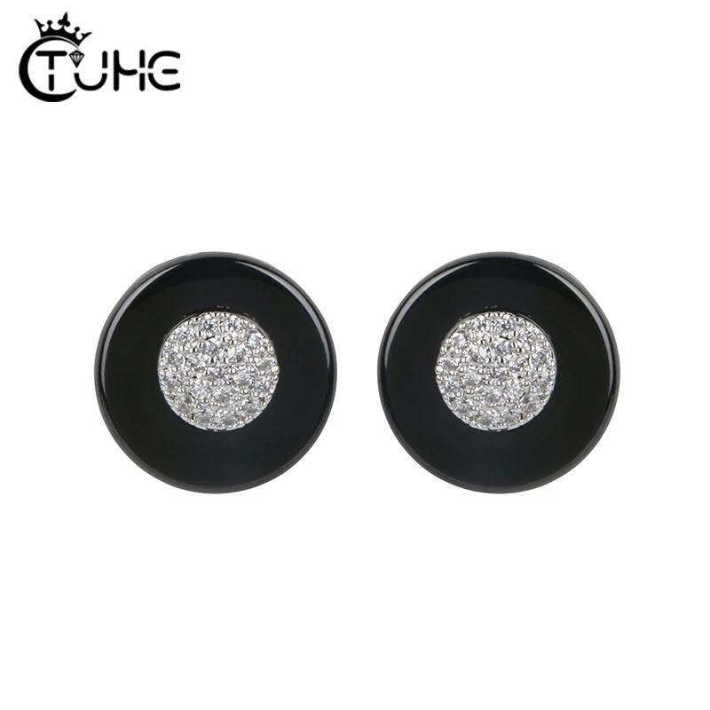 Прямые продажи, Классические круглые серьги, новая мода, высокое ювелирное изделие, гипоаллергенные, с кристаллами, керамические серьги, ювелирное изделие, подарок